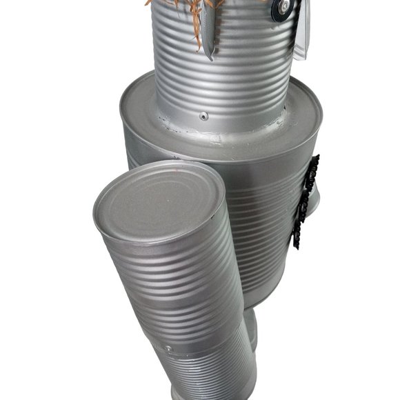 Folk Art Tin Man Sculpture Wizard Of Oz Recycled Robot Vintage 24 Inch - Picture 11 of 13